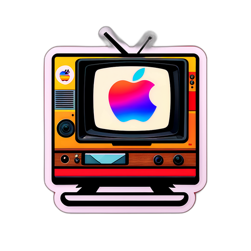 Diseño vintage de televisión con logo de Apple TV