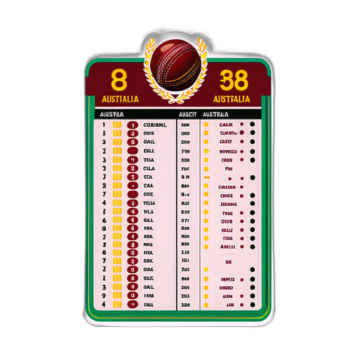 Scorecard dettagliata del cricchetto Australia vs West Indies