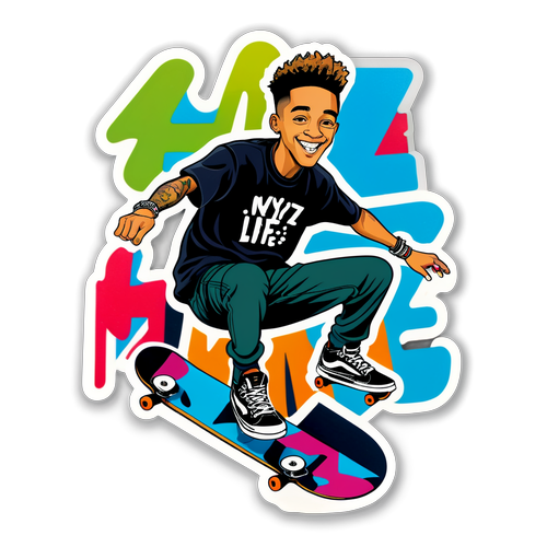 Unleash Your Inner Skater! Vibrant 'Skate Life' Sticker Featuring Nyjah Huston! 