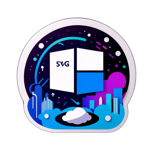 Muundo wa kisasa wa sticker ukiwa na nembo ya Microsoft