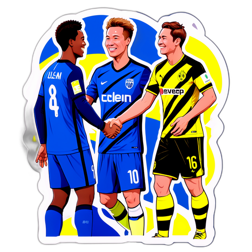 Autocolant expresiv cu jucători de fotbal din Dortmund și Ulsan