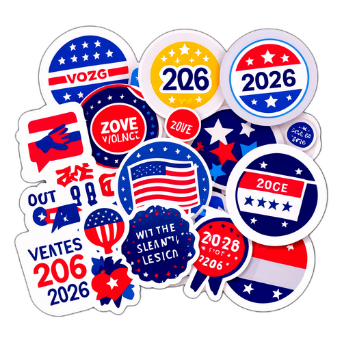 สติกเกอร์เกี่ยวกับการเลือกตั้งปี 2026 ที่มีข้อความและออกแบบดึงดูด