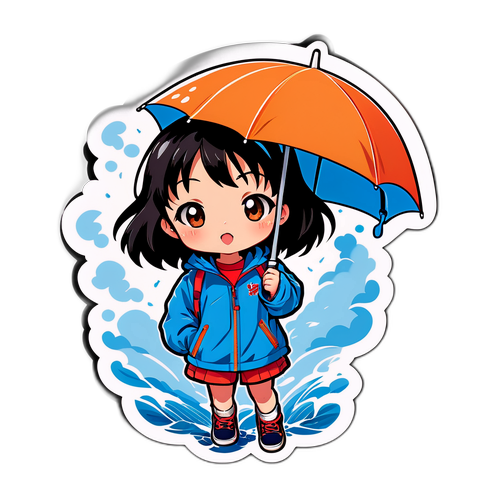 強颱風中的可愛動漫角色