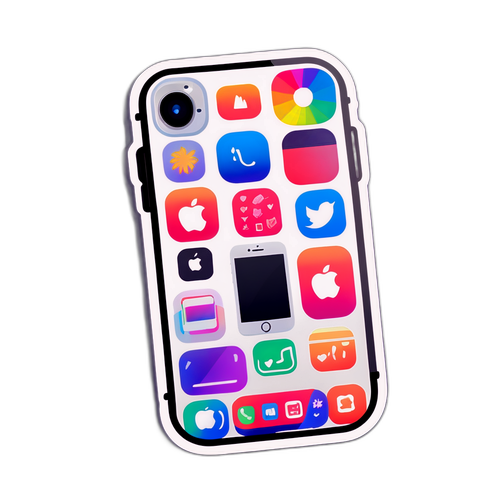 多彩iPhone與熱門應用圖標的貼紙
