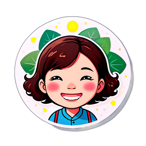 자연 속에서 밝게 웃는 원민경 일러스트