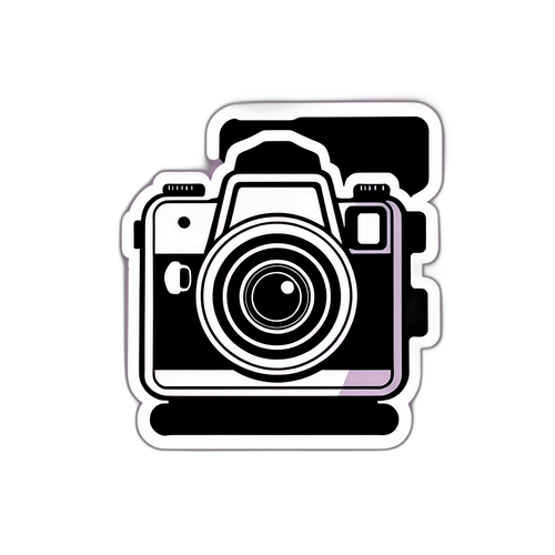 Aufkleber mit Kamera im Fokus auf ein Verbrechen