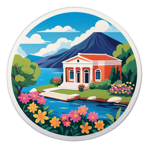 Κλασικός σχεδιασμός ελληνικού σπιτιού δίπλα σε ποτάμι