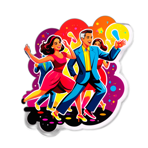 ダンスキャラクターとカラフルなライトのデザイン