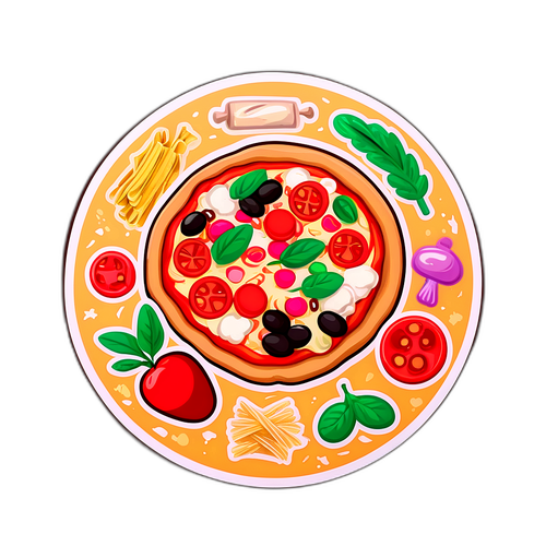 Σχεδίαση Αυτοκόλλητου με Στοιχεία Παραδοσιακής Νεαπολιτάνικης Κουζίνας