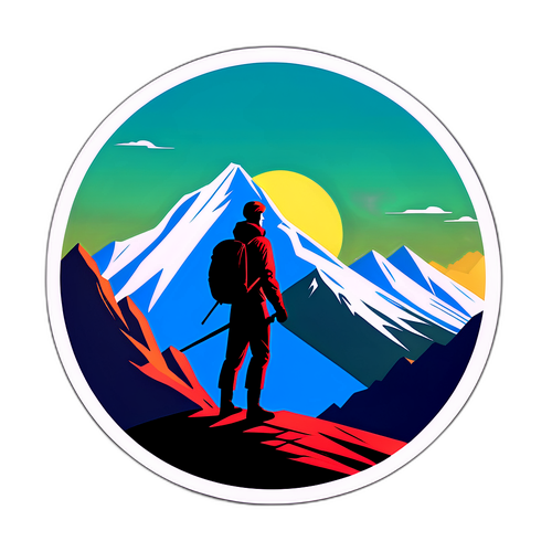 Minimalist illustrasjon av Tadej Pogacar med fjellsilhuetter
