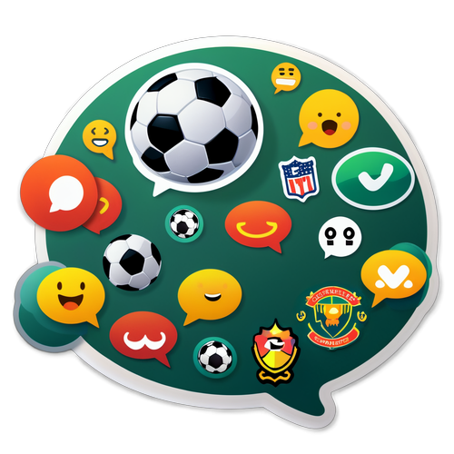 Sticker de WhatsApp con balón de fútbol y emojis