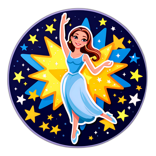 Urocza naklejka z Joanną Brodzik w tanecznym geście