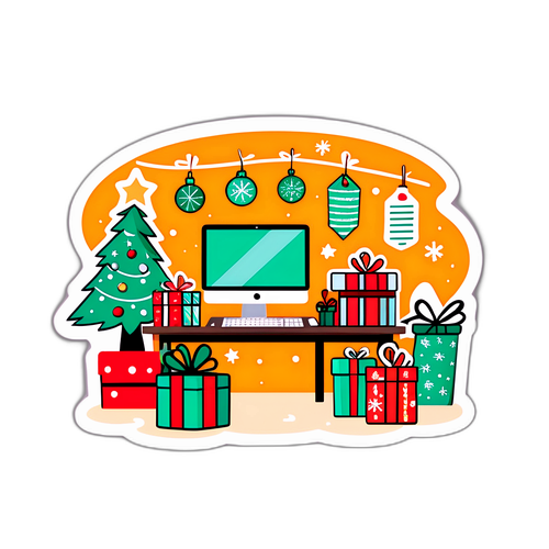 Whimsical Holiday Office Party Sticker