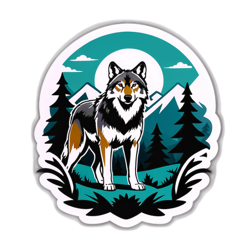 Elegant Wolf Motif Sticker