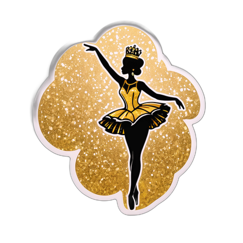 Autocollant Miss France - Silhouette de Danseuse avec Paillettes Dorées