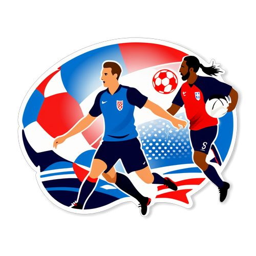 Illustration vibrante d'un match de handball entre la France et la Croatie