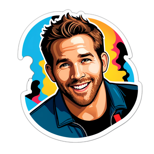 Kolorowy sticker promujący najnowszy film Ryana Reynoldsa