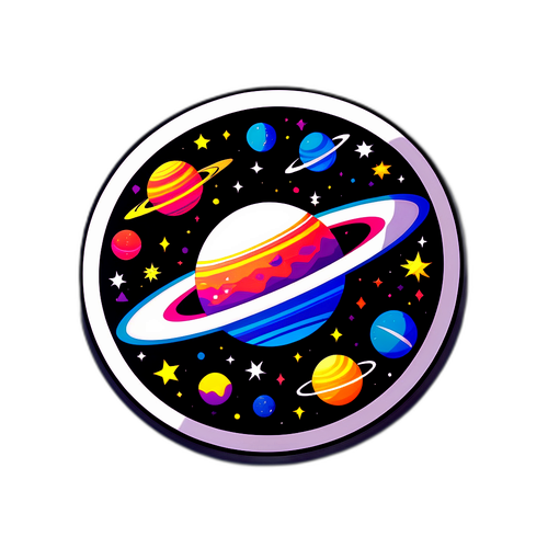 Autocollant Cosmique avec Formes Abstraites