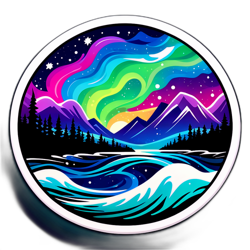 Piękna scena zorzy polarnej nocą