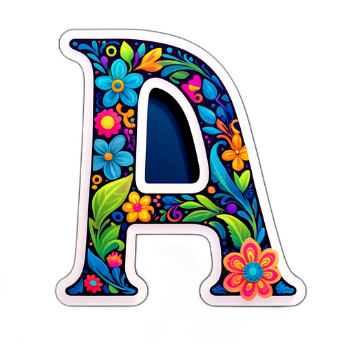 Sticker ng Letrang 'A' na may Intrikadong Floral na Disenyo