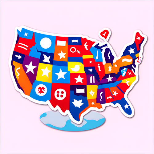 Unleash Your Voice! Discover the Colorful Cartoon US Map Celebrating Election Diversity!