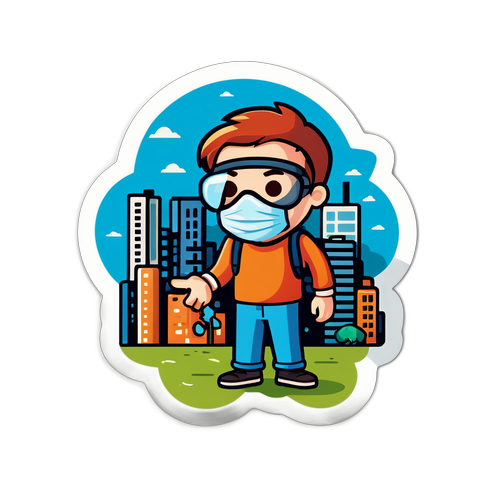 สติกเกอร์ปัญหามลพิษฝุ่นในเมือง