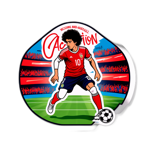 Design artistique de Yacine Adli dribblant un football