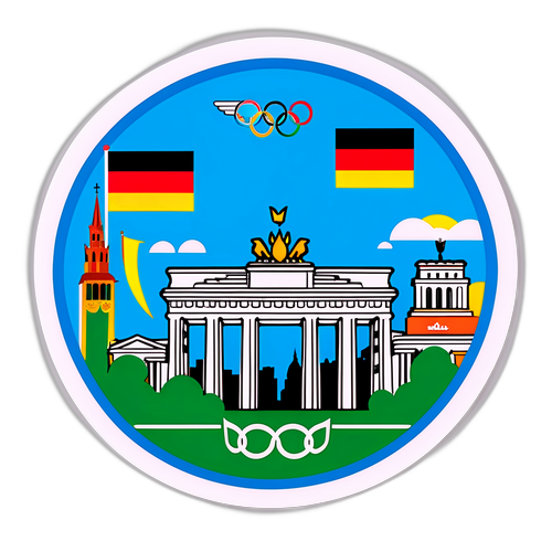 Németország városképének illusztrációja olimpiai szimbólumokkal