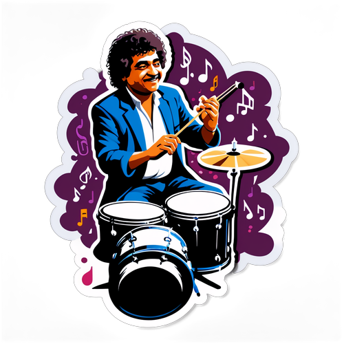 Sticker Dinamik Zakir Hussain di Atas Pentas