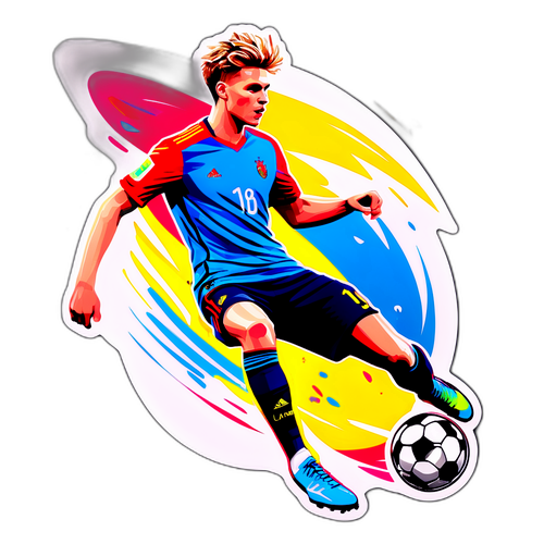 Σκίτσο του Lauri Markkanen σε δυναμική ποδοσφαιρική πόζα