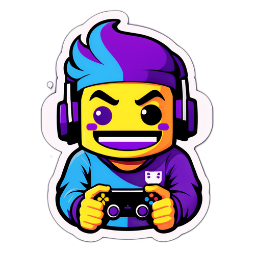 Nálepka s vtipným obrázkem hráče čelícího Twitch výzvě