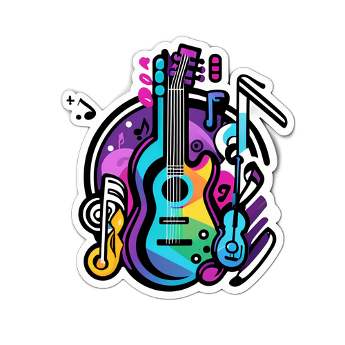 Desain Stiker dengan Elemen Musik Modern