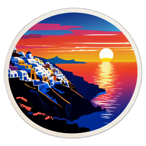 Abstrakte Kunst des Santorini-Horizonts bei Sonnenuntergang