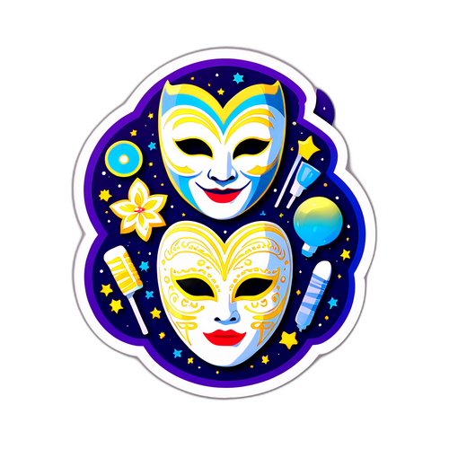 Sticker de théâtre avec masques