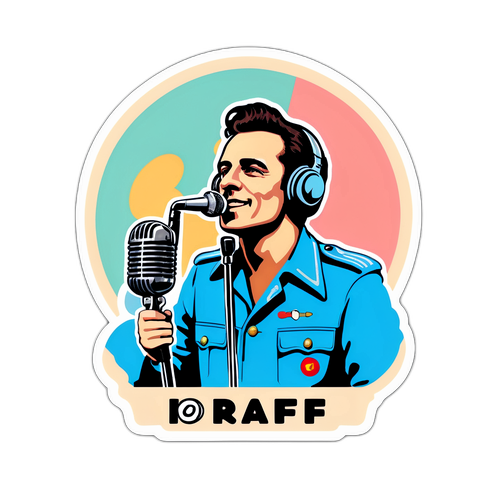 Adesivo retro di Raff con microfono vintage