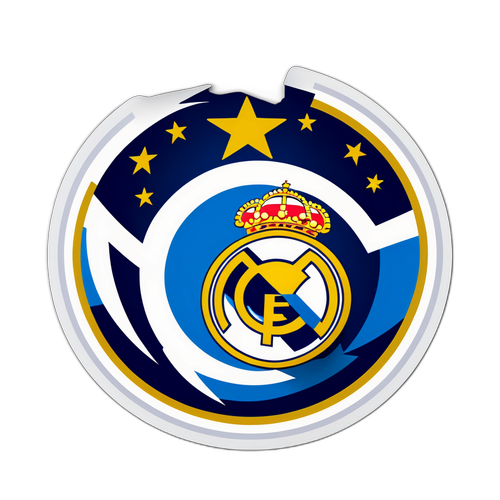 Наклейка у формі м'яча з символом Ліги чемпіонів та кольорами Реала