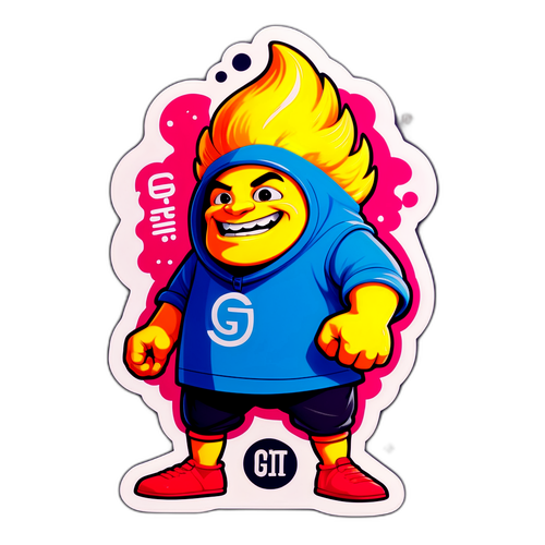 En fengende klistremerke med en leken figur