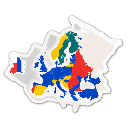 Design minimalist cu o schiță a Europei, evidențiind România și vecinii în alegeri