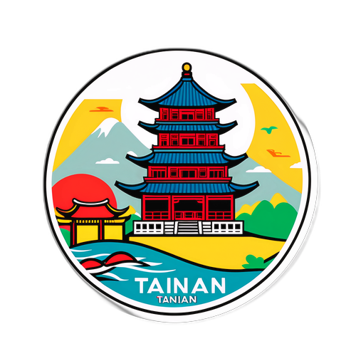 設計一個台南市旅遊貼紙，展示當地風俗和景點以吸引遊客