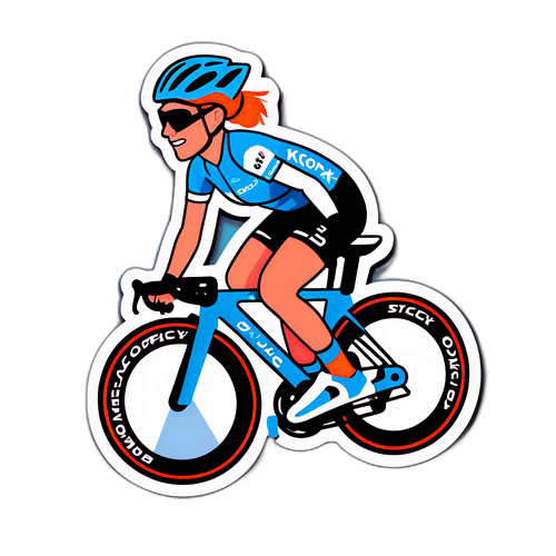 Sticker van Lotte Kopecky op een fiets