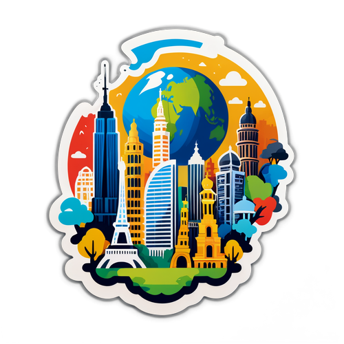A világ híres épületei sticker