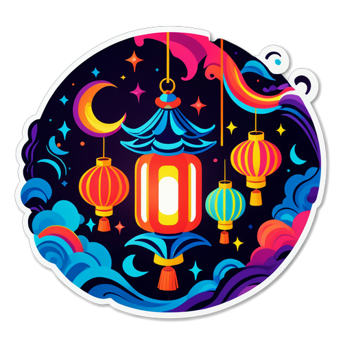 Modern Art Lantern Festival Sticker