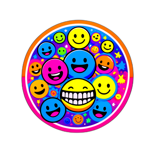 खुशियों की ताकत का प्रतिनिधित्व करने वाला मनमोहक स्टीकर