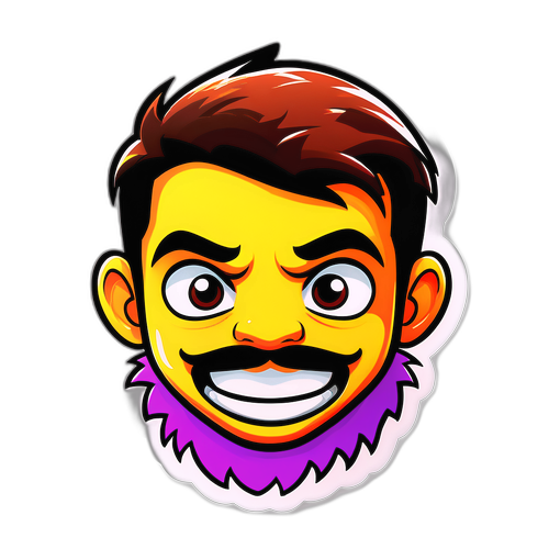 Farverig og sjov klistermærke med Pytlicks ansigt