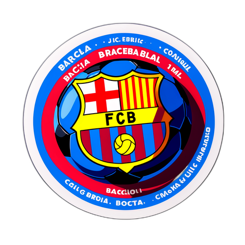 Färgglad fotbollssticker med 'Barca Pride'