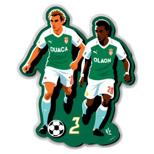 Aufkleber eines spannenden Duells zwischen St-Étienne und Monaco