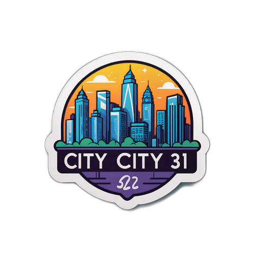 Наклейка с логотипом 'City 312', стилизованным под городской ландшафт