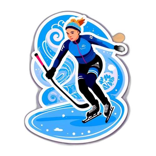 Sticker van Jutta Leerdam op het ijs