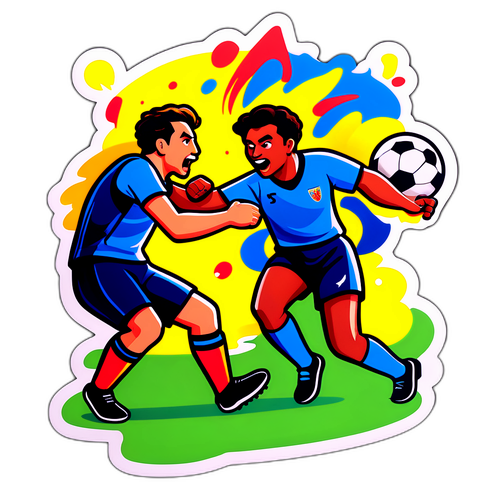 Ilustração de uma cena emocionante de partida entre duas equipes