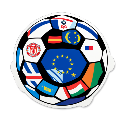 Piłka nożna z symbolami europejskiego futbolu